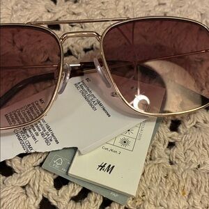 H&M Gold Frame Sunglasses with Rose Lenses